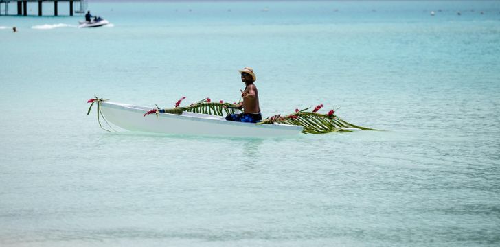 Local Tahitian in an Outrigger Canoes,French Polynesia
